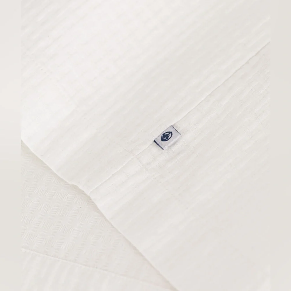 Petite Bateau Baby Girls White Poplin Cotton Textured Ruffle Dress- 2T